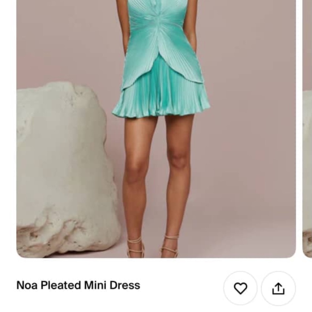 Aura Aqua Pleated Mini Dress